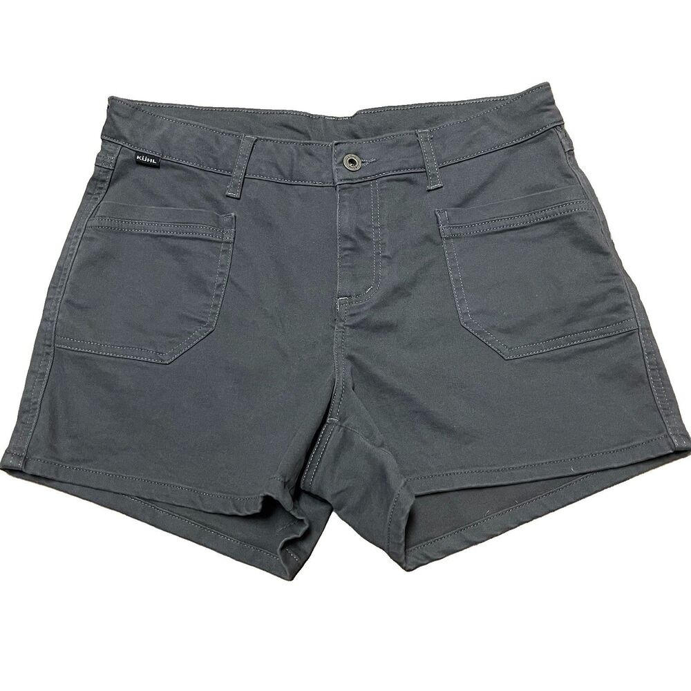 KUHL Kontour Shorts Women 12 Gray Pavement Stretch Hiking Camping Trail Cargo